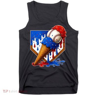 Baseball Ice Cream Drip USA 4th Of July Tank Top