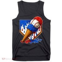 Baseball Ice Cream Drip USA 4th Of July Tank Top thumb 0