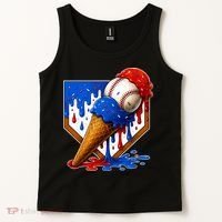 Baseball Ice Cream Drip USA 4th Of July Tank Top thumb 2