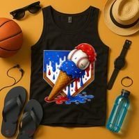 Baseball Ice Cream Drip USA 4th Of July Tank Top thumb 4