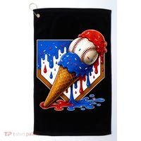 Baseball Ice Cream Drip USA 4th Of July Golf Towel thumb 0