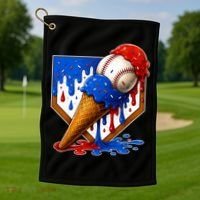 Baseball Ice Cream Drip USA 4th Of July Golf Towel thumb 1
