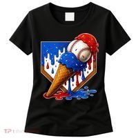Baseball Ice Cream Drip USA 4th Of July Women's T-Shirt thumb 0