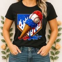 Baseball Ice Cream Drip USA 4th Of July Women's T-Shirt thumb 2