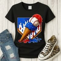 Baseball Ice Cream Drip USA 4th Of July Women's T-Shirt thumb 3