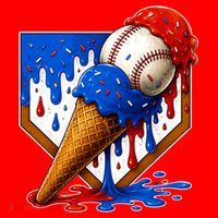 Baseball Ice Cream Drip USA 4th Of July Santa Hat thumb 1
