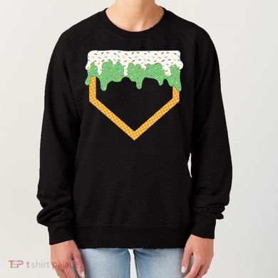 Baseball Ice Cream Dripping Baseball Home Plate Drip Women's Sweatshirt