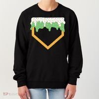 Baseball Ice Cream Dripping Baseball Home Plate Drip Women's Sweatshirt thumb 0