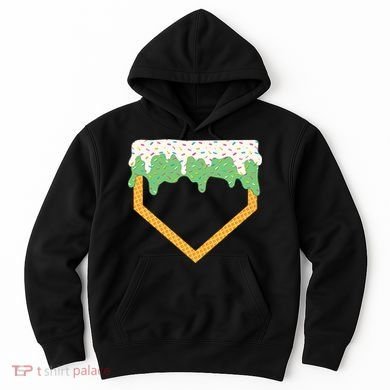 Baseball Ice Cream Dripping Baseball Home Plate Drip Hoodie