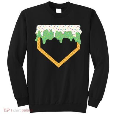 Baseball Ice Cream Dripping Baseball Home Plate Drip Sweatshirt