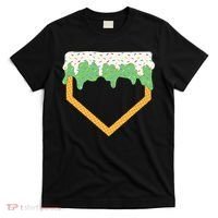 Baseball Ice Cream Dripping Baseball Home Plate Drip T-Shirt thumb 0
