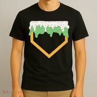 Baseball Ice Cream Dripping Baseball Home Plate Drip T-Shirt thumb 3