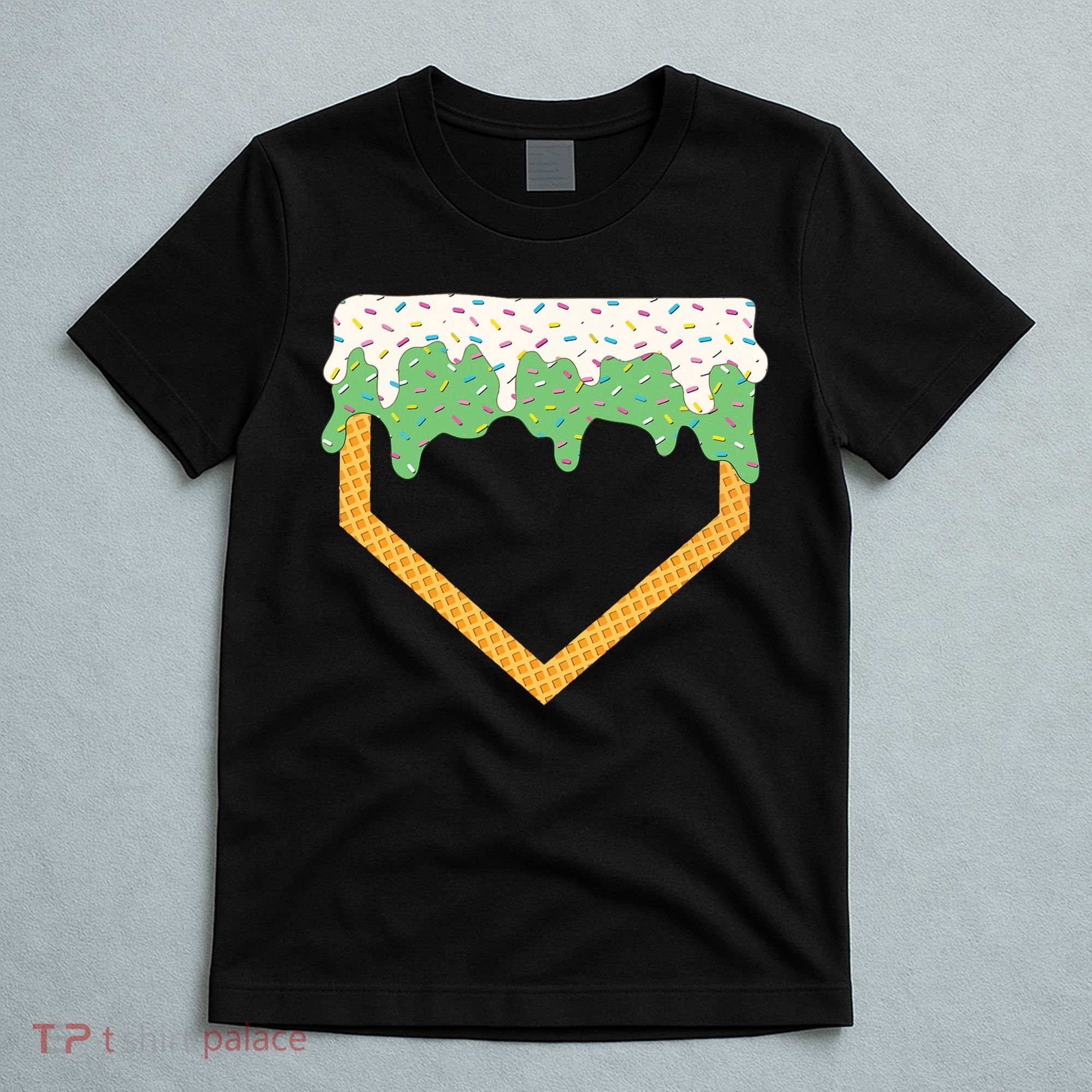 Baseball Ice Cream Dripping Baseball Home Plate Drip T-Shirt