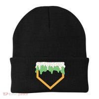 Baseball Ice Cream Dripping Baseball Home Plate Drip Beanie thumb 0