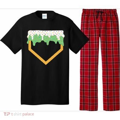 Baseball Ice Cream Dripping Baseball Home Plate Drip Pajama Set