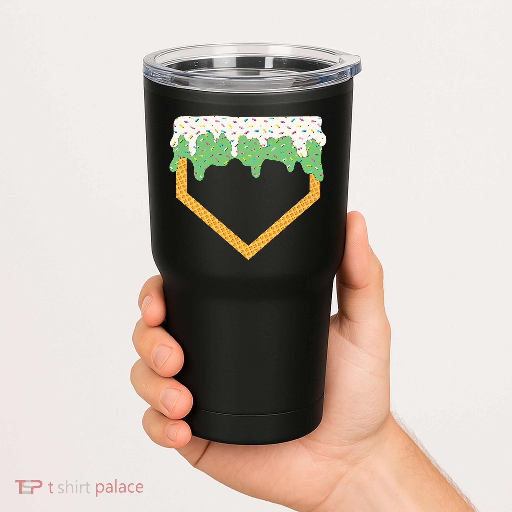 Baseball Ice Cream Dripping Baseball Home Plate Drip Tumbler