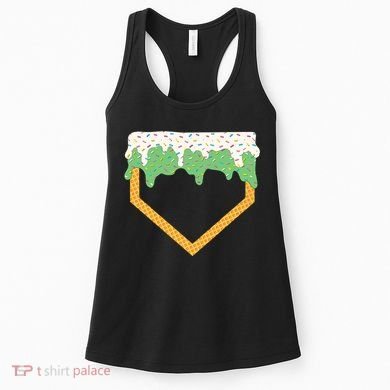 Baseball Ice Cream Dripping Baseball Home Plate Drip Women's Tank Top