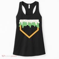 Baseball Ice Cream Dripping Baseball Home Plate Drip Women's Tank Top thumb 0