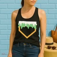 Baseball Ice Cream Dripping Baseball Home Plate Drip Women's Tank Top thumb 2