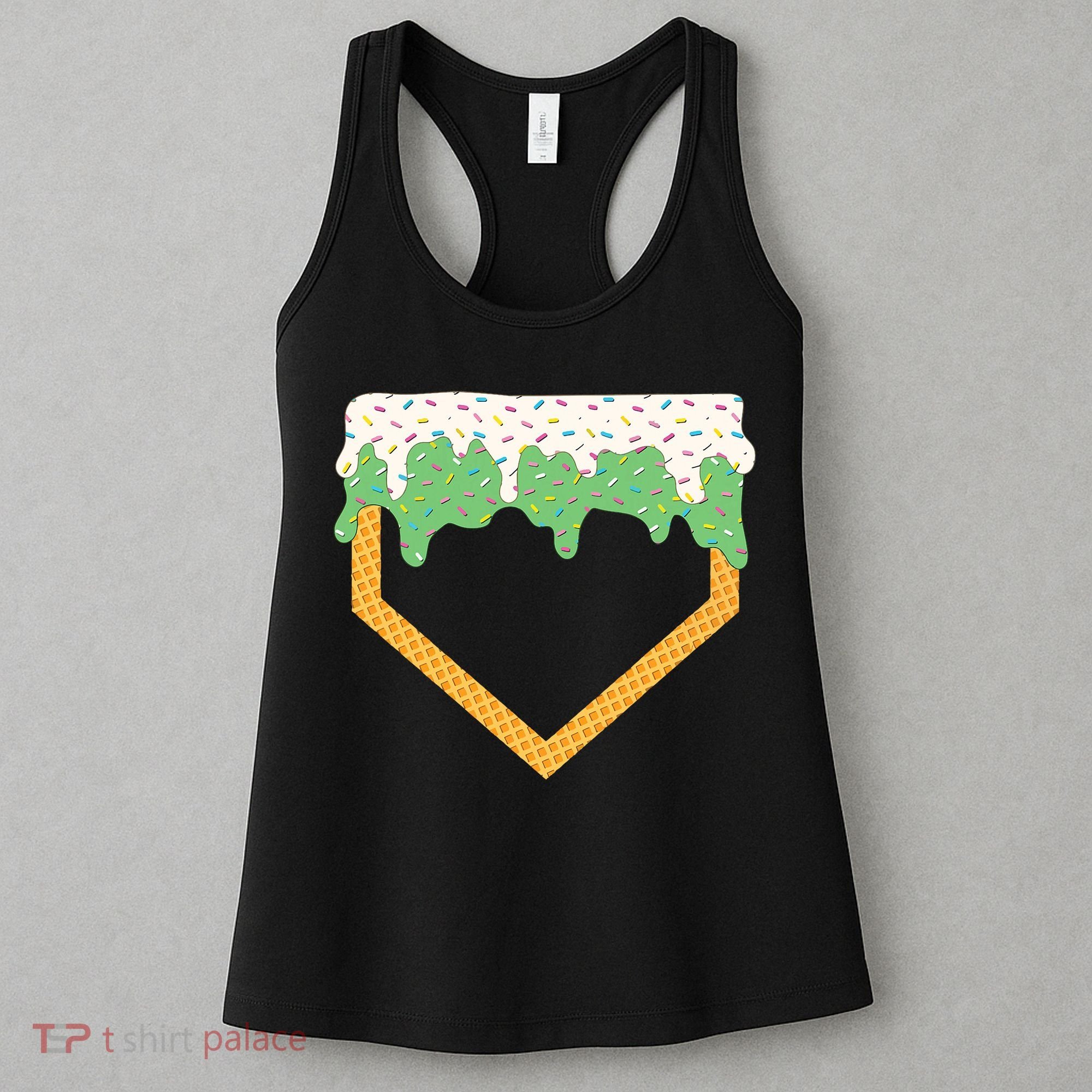 Baseball Ice Cream Dripping Baseball Home Plate Drip Women's Tank Top