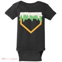 Baseball Ice Cream Dripping Baseball Home Plate Drip Baby Bodysuit thumb 0