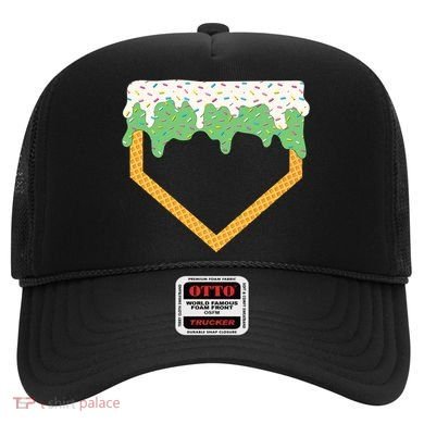 Baseball Ice Cream Dripping Baseball Home Plate Drip Hat