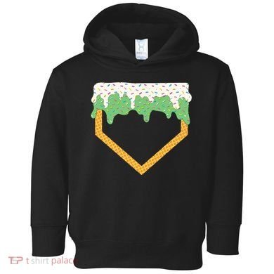 Baseball Ice Cream Dripping Baseball Home Plate Drip Toddler Hoodie