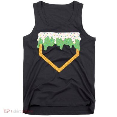 Baseball Ice Cream Dripping Baseball Home Plate Drip Tank Top