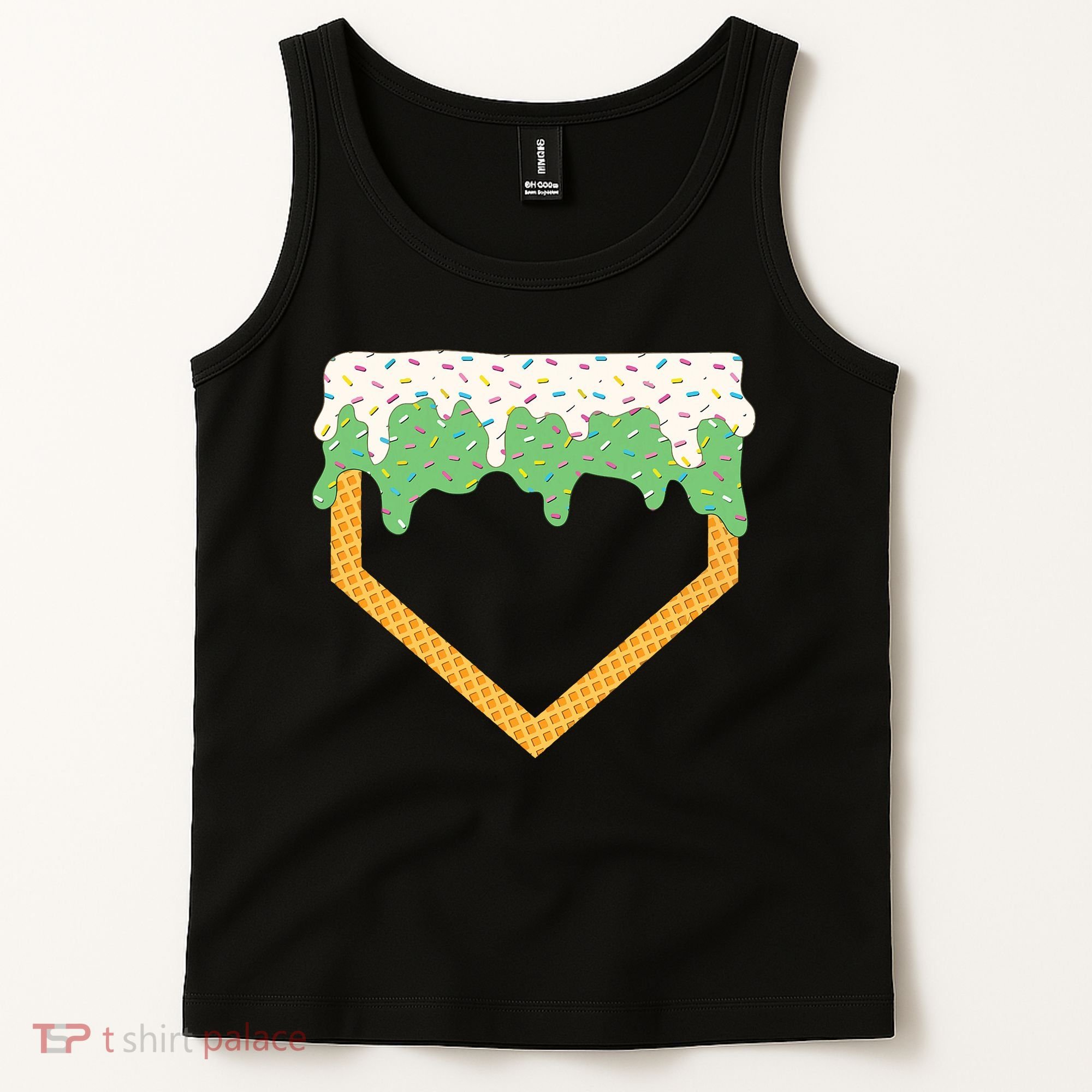 Baseball Ice Cream Dripping Baseball Home Plate Drip Tank Top