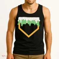 Baseball Ice Cream Dripping Baseball Home Plate Drip Tank Top thumb 3