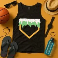Baseball Ice Cream Dripping Baseball Home Plate Drip Tank Top thumb 4