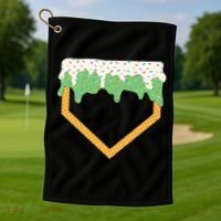 Baseball Ice Cream Dripping Baseball Home Plate Drip Golf Towel thumb 1