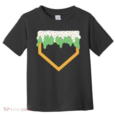 Baseball Ice Cream Dripping Baseball Home Plate Drip Toddler T-Shirt