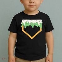 Baseball Ice Cream Dripping Baseball Home Plate Drip Toddler T-Shirt thumb 2