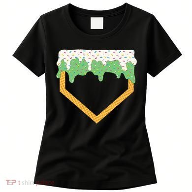 Baseball Ice Cream Dripping Baseball Home Plate Drip Women's T-Shirt