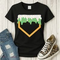 Baseball Ice Cream Dripping Baseball Home Plate Drip Women's T-Shirt thumb 3