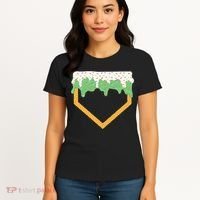 Baseball Ice Cream Dripping Baseball Home Plate Drip Women's T-Shirt thumb 4