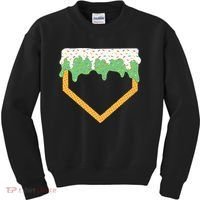 Baseball Ice Cream Dripping Baseball Home Plate Drip Kids Sweatshirt thumb 0