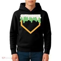 Baseball Ice Cream Dripping Baseball Home Plate Drip Kids Hoodie thumb 4