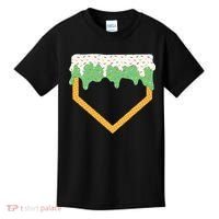 Baseball Ice Cream Dripping Baseball Home Plate Drip Kids T-Shirt thumb 0