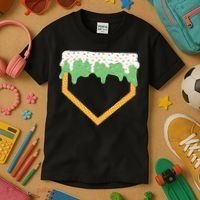 Baseball Ice Cream Dripping Baseball Home Plate Drip Kids T-Shirt thumb 3
