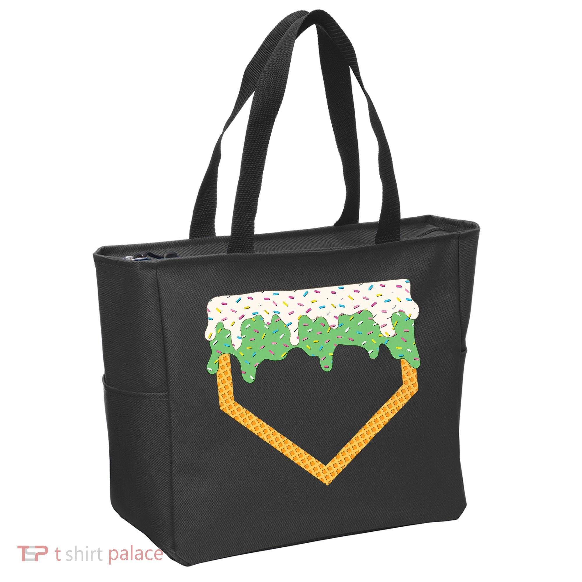 Baseball Ice Cream Dripping Baseball Home Plate Drip Tote Bag