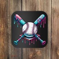 Baseball Ice Cream Drip Baseball Coaster thumb 0