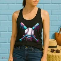 Baseball Ice Cream Drip Baseball Women's Tank Top thumb 2