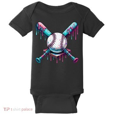 Baseball Ice Cream Drip Baseball Baby Bodysuit
