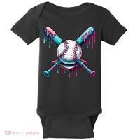 Baseball Ice Cream Drip Baseball Baby Bodysuit thumb 0