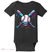 Baseball Ice Cream Drip Baseball Baby Bodysuit thumb 0