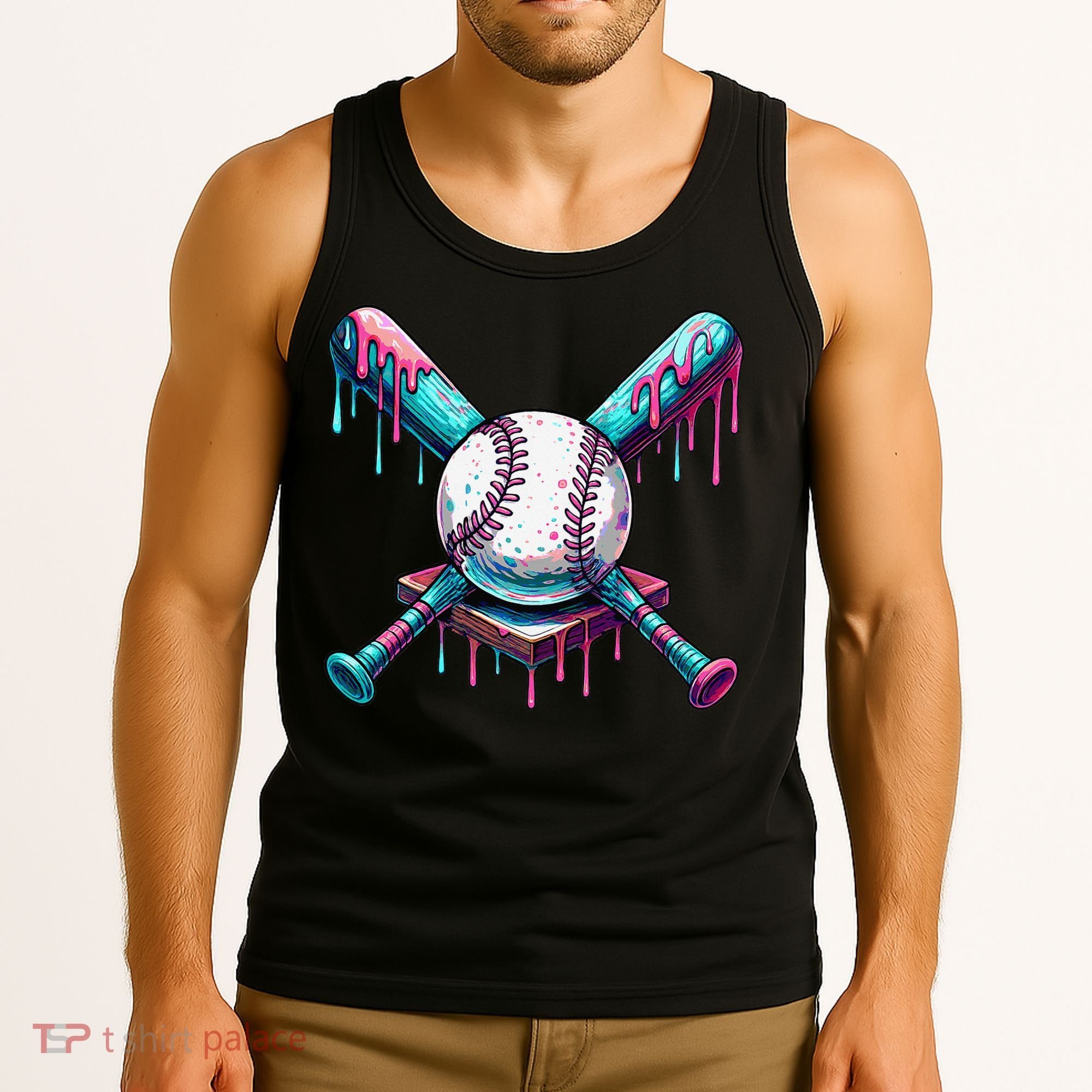 Baseball Ice Cream Drip Baseball Tank Top