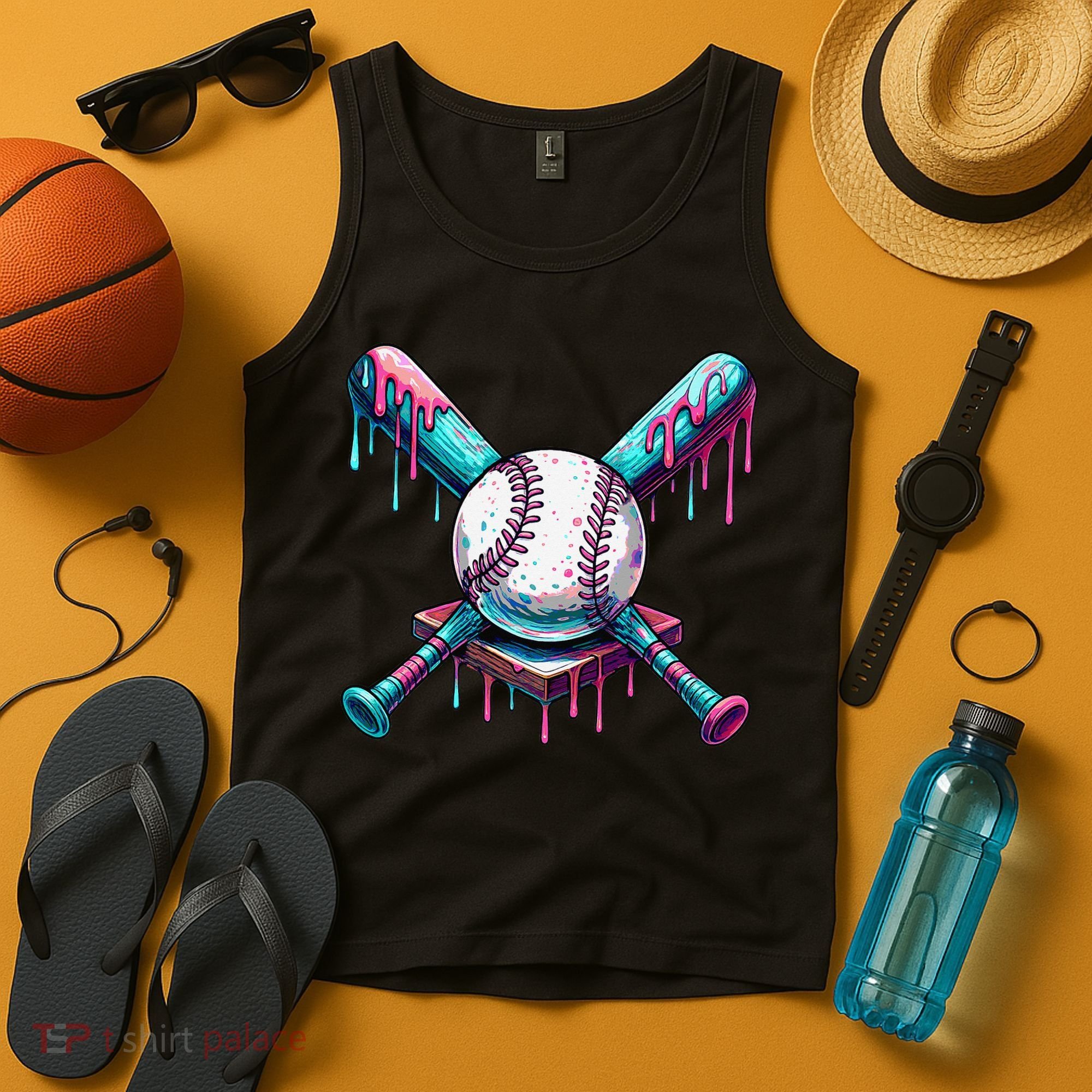 Baseball Ice Cream Drip Baseball Tank Top