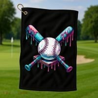Baseball Ice Cream Drip Baseball Golf Towel thumb 1